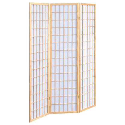 Wood Folding Room Divider 3-Panel, Natural Finish, Shoji Screen, Privacy Panel