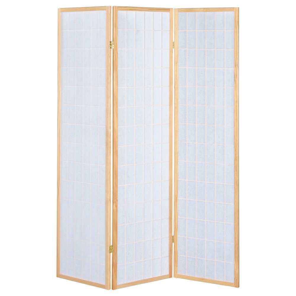 Wood Folding Room Divider 3-Panel, Natural Finish, Shoji Screen, Privacy Panel