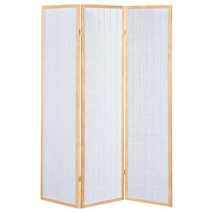 Wood Folding Room Divider 3-Panel, Natural Finish, Shoji Screen, Privacy Panel