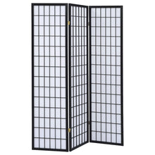 Wood Folding Shoji Screen 3-Panel, Black Finish, Privacy Partition