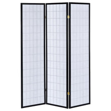 Wood Folding Shoji Screen 3-Panel, Black Finish, Privacy Partition