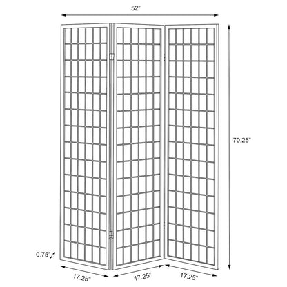 Wood Folding Shoji Screen 3-Panel, Black Finish, Privacy Partition