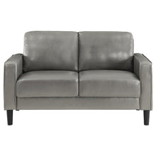 Gray Faux Leather 2 Seater Couch, Leather Loveseat Sofa for Living Room