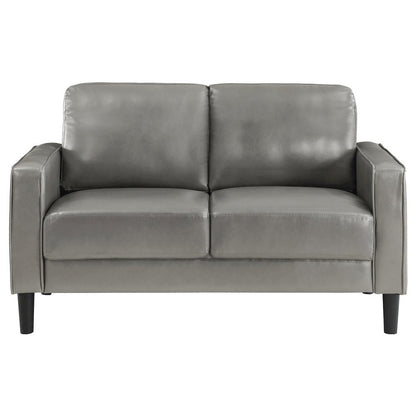 Gray Faux Leather 2 Seater Couch, Leather Loveseat Sofa for Living Room