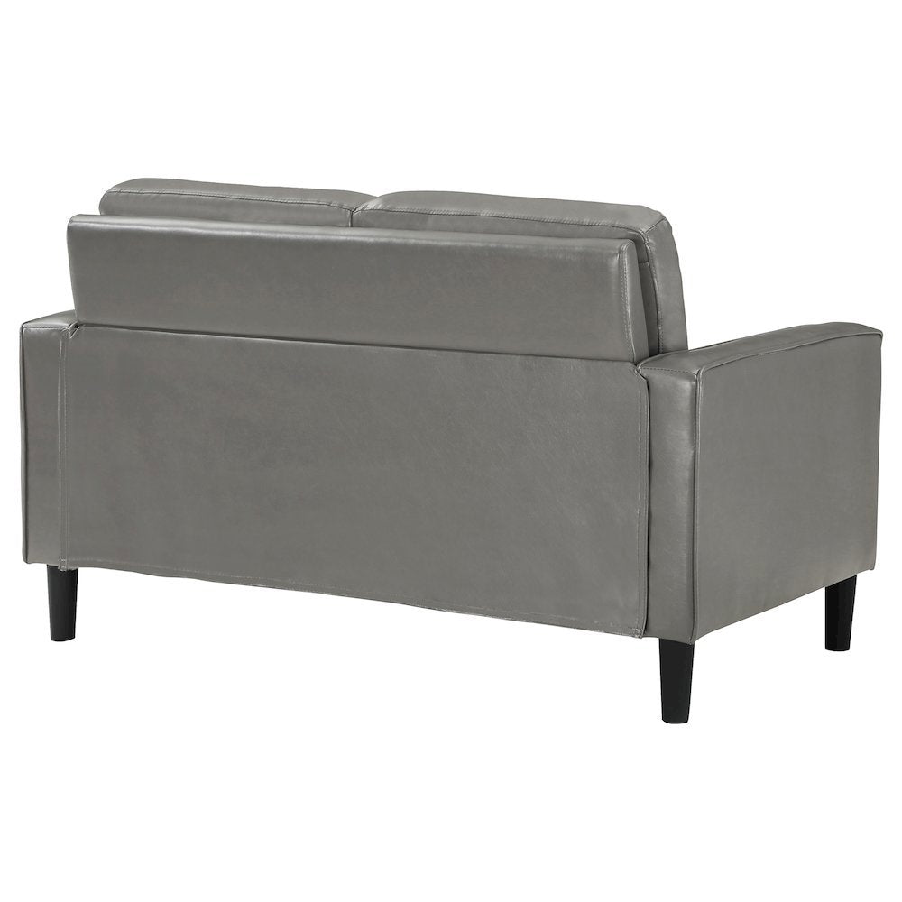 Gray Faux Leather 2 Seater Couch, Leather Loveseat Sofa for Living Room