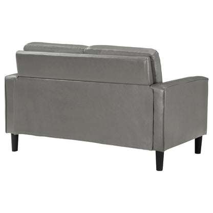 Gray Faux Leather 2 Seater Couch, Leather Loveseat Sofa for Living Room