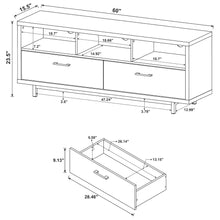 Modern Cappuccino TV Stand 60 Inch, Engineered Wood, 2-Drawer, Chrome Metal Base