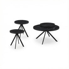 Black 3-Piece Round Coffee and End Table Set with Contemporary Design