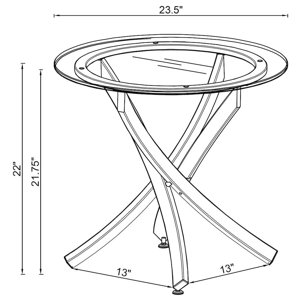 Round End Table, Brass Metal Base, Tempered Glass Top, Elegant Petite Design