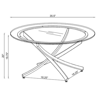 Modern Round Coffee Table, Rose Brass Metal Base, Glass Top, Elegant Design