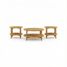 3-Piece Round Coffee and End Table Set Maple Finish with Transitional Style