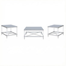3-Piece Square Chrome Coffee and End Table Set with Plastic Glides