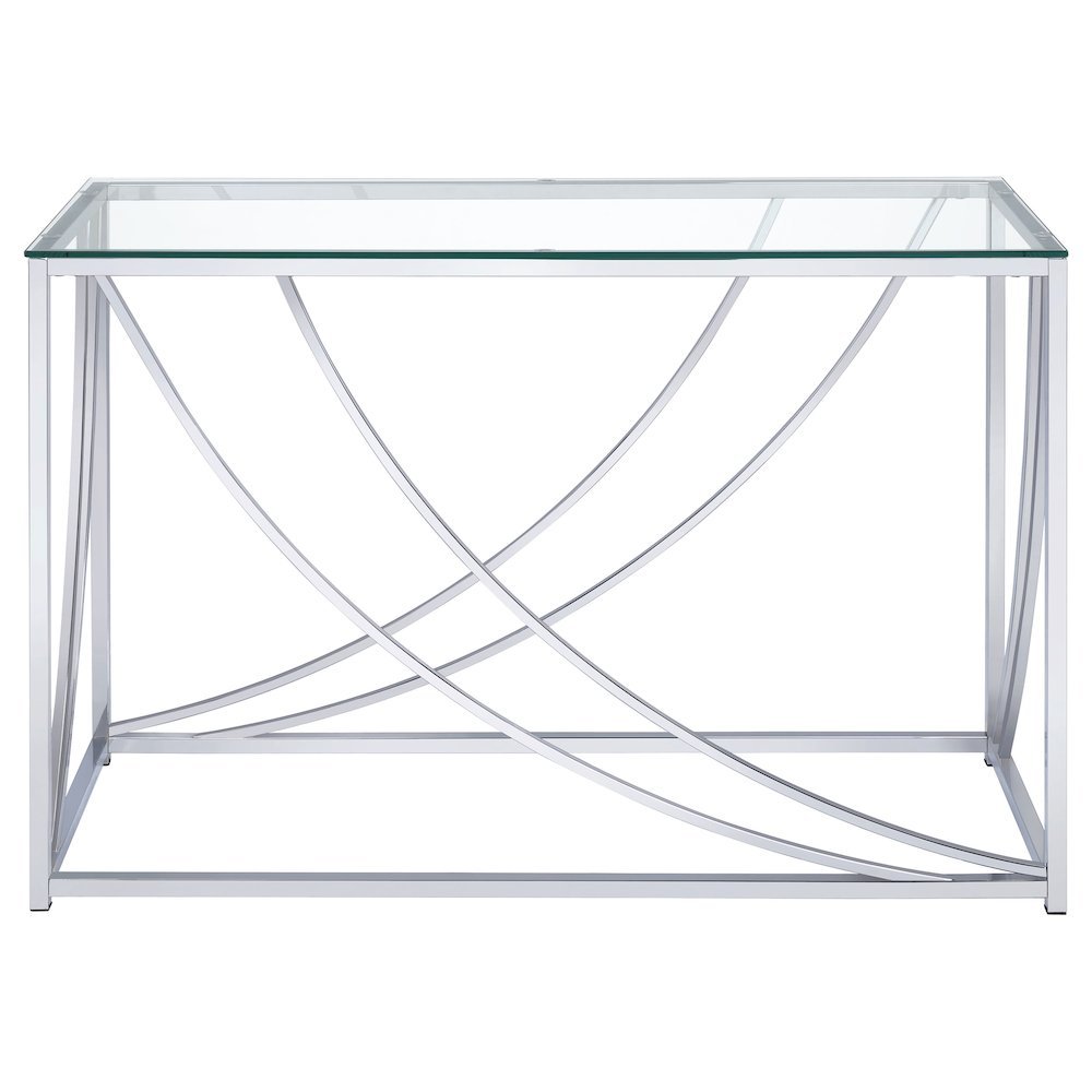 Elegant Console Table, Chrome Accents, Smooth Glass Top, Entryway Accent