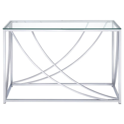 Elegant Console Table, Chrome Accents, Smooth Glass Top, Entryway Accent