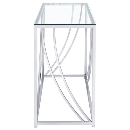 Elegant Console Table, Chrome Accents, Smooth Glass Top, Entryway Accent