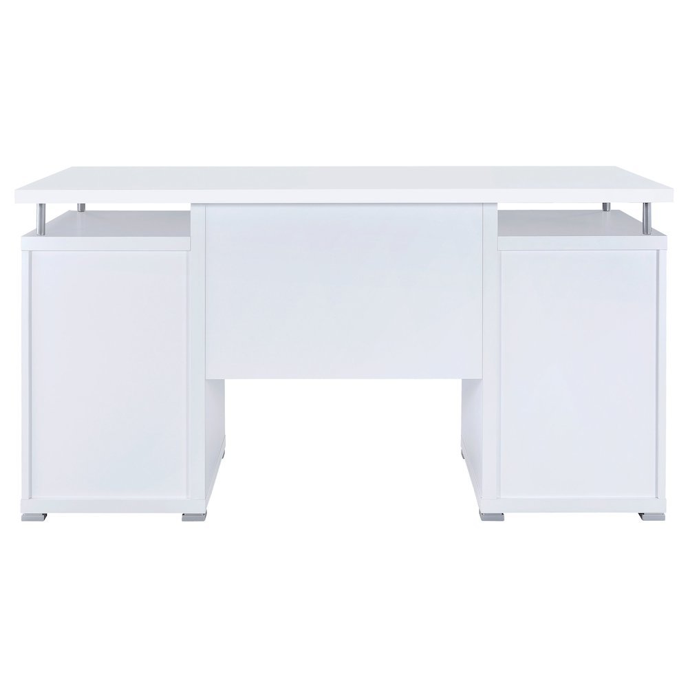 Modern White Office Desk 55-Inch, 2 Drawers, Keyboard Tray, File Cabinet