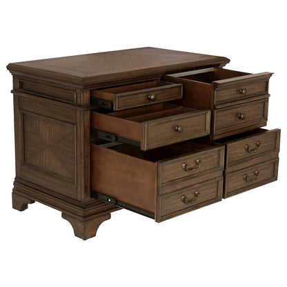 Home Office File Cabinet, Burnished Oak, 5 Drawers, Letter/Legal Size