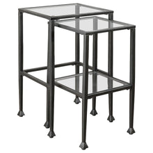 Square Glass Nesting Side Table Set of 2 – Modern Accent ,Living Room or Bedroom