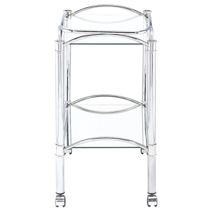 Classic Bar Cart, Chrome, Mirrored Shelf, 2 Tiers, Lockable Casters