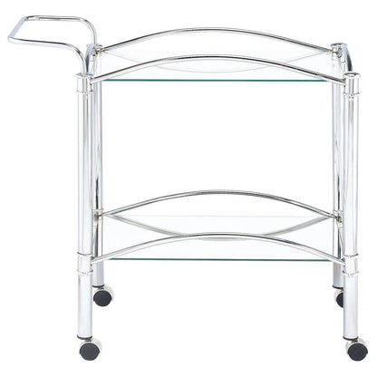 Classic Bar Cart, Chrome, Mirrored Shelf, 2 Tiers, Lockable Casters