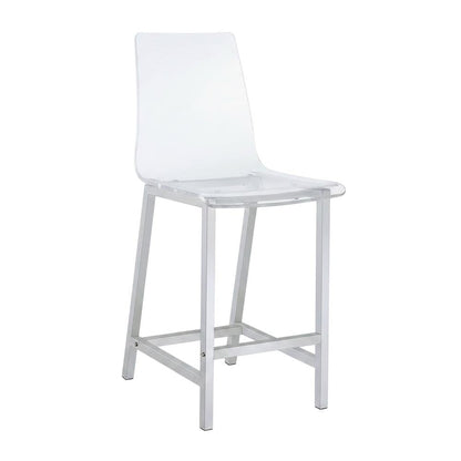 Acrylic Counter Stools with Chrome Base for Kitchen, Clear, Set of 2