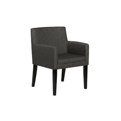 Upholstered Dining Arm Chair with Wood Legs, Grey, Set of 2