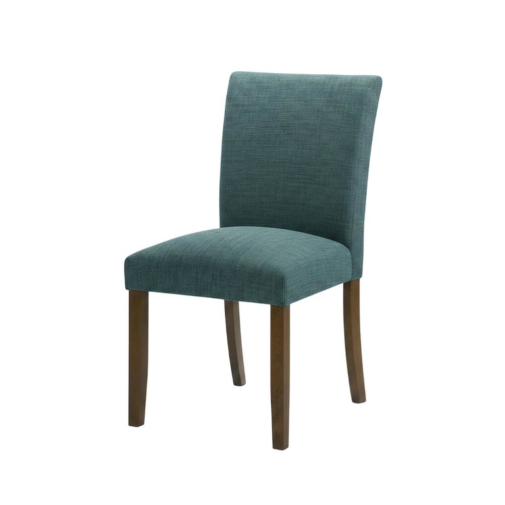 Polyester Upholstered Dining Side Chair, Teal Blue, Set of 2