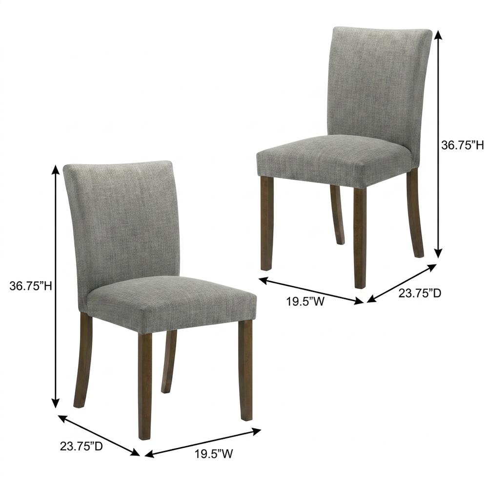 Upholstered Dining Chair with Wood Legs, Kitchen Side Chair, Grey, Set of 2