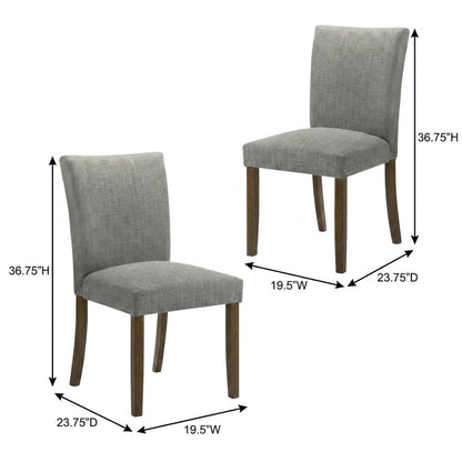 Upholstered Dining Chair with Wood Legs, Kitchen Side Chair, Grey, Set of 2