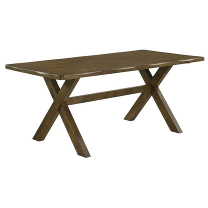 Farmhouse Wood Rectangular Dining Table Set with Chairs, Knotty Nutmeg