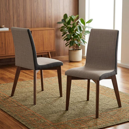 Mid-Century Modern Upholstered Dining Chair with Wood Legs, Set of 2