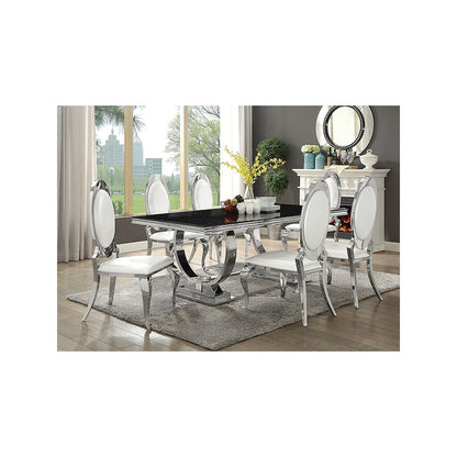 Antoine 7-piece Rectangular Glass Top Dining Set Chrome