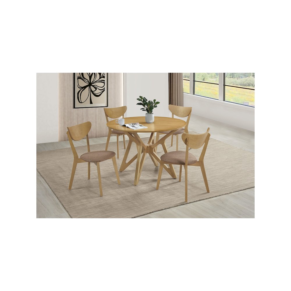 Elowen 5-piece Round Solid Wood Dining Set Light Walnut