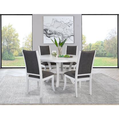 Judd 5-piece 54-inch Round Wood Dining Table Set Pearl White