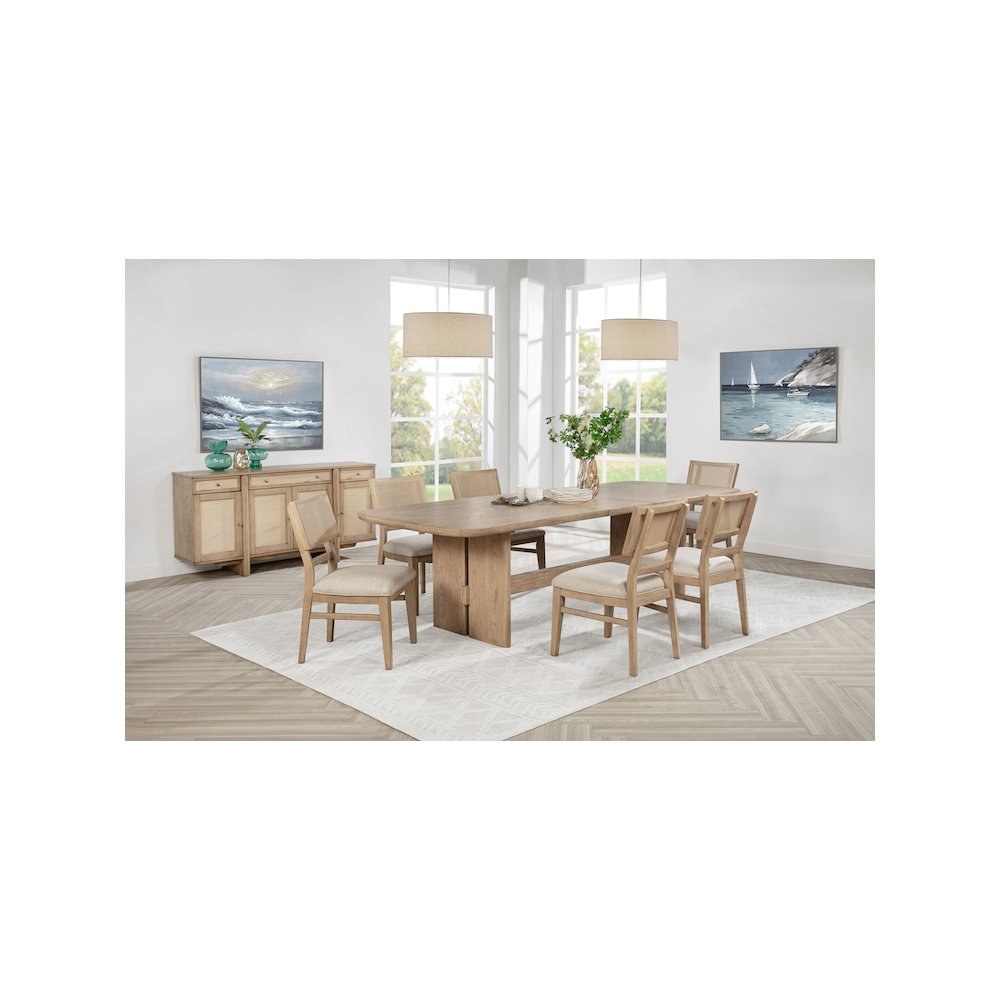 Kailani 7-piece Rectangular Wood Dining Table Set Beige Oak