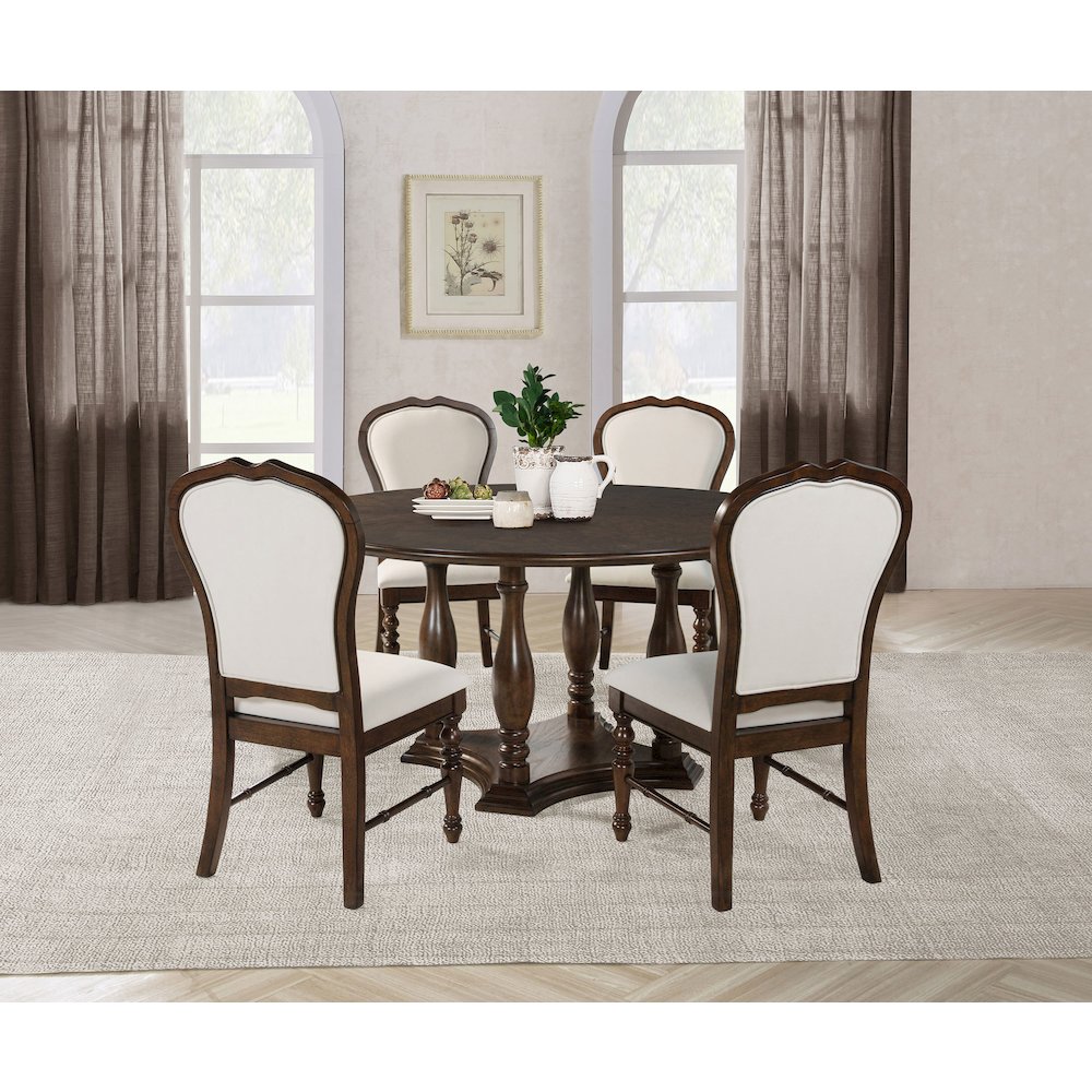 Landon 5-piece 60-inch Round Dining Table Set Rich Brown