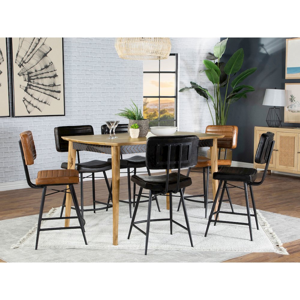 Partridge 7-piece Counter Dining Set Espresso and Camel