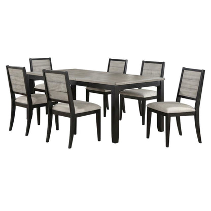 Wood Farmhouse Dining Table and Chairs Set with Extension Leaf, Black