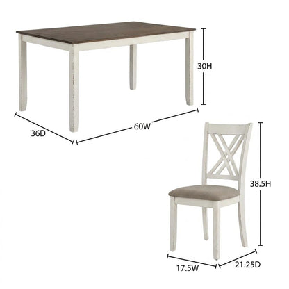 Farmhouse Wood Rectangular Dining Table and Chairs, Vintage Vanilla