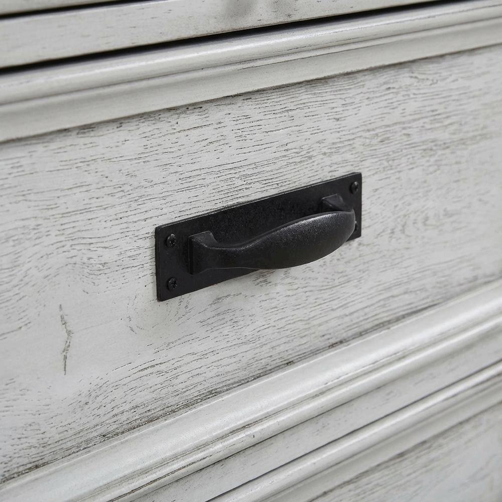 Distressed White Nightstand with 2 Drawers and Farmhouse Style