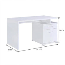 White 2-Drawer Office Computer Desk With Contemporary Style And Silver Finish