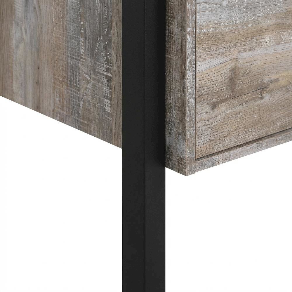 Weathered Oak 60-Inch Office Desk With 4 Drawers, Farmhouse Style For Workspace