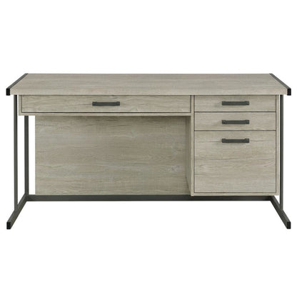 Greywashed 4-Drawer Computer Desk With Contemporary Style And Rectangular Shape