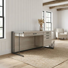Greywashed 4-Drawer Computer Desk With Contemporary Style And Rectangular Shape