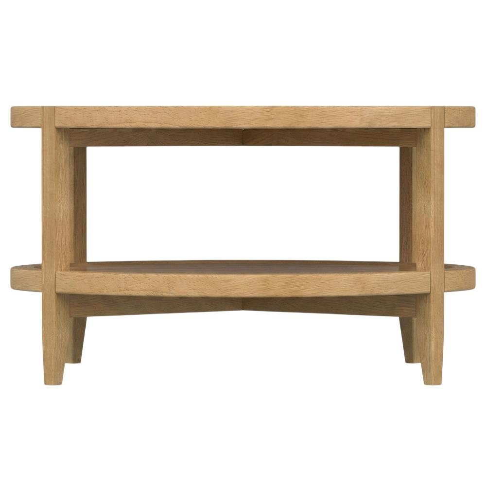 Round Maple Brown Solid Wood Coffee Table with Transitional Style