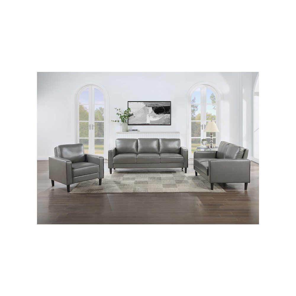 Ruth 3-piece Upholstered Track Arm Sofa Set Grey