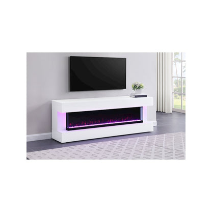 Vallerie 71" TV Stand with Visual Flame Box White