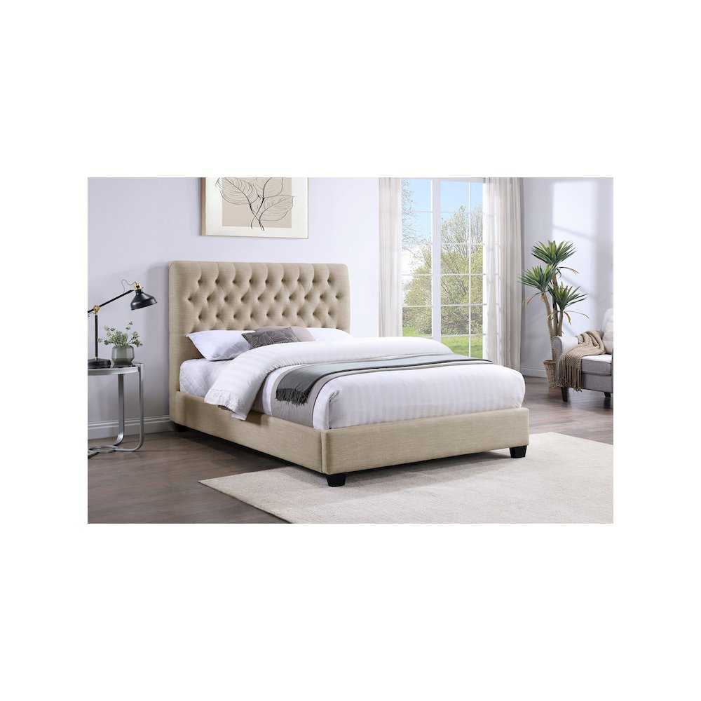 Chloe Upholstered Full Panel Bed Oatmeal