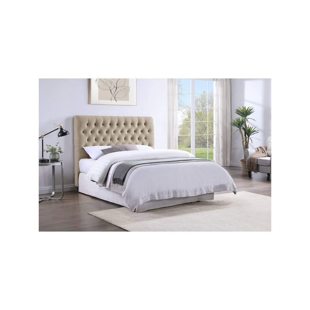 Chloe Upholstered Full Panel Headboard Oatmeal