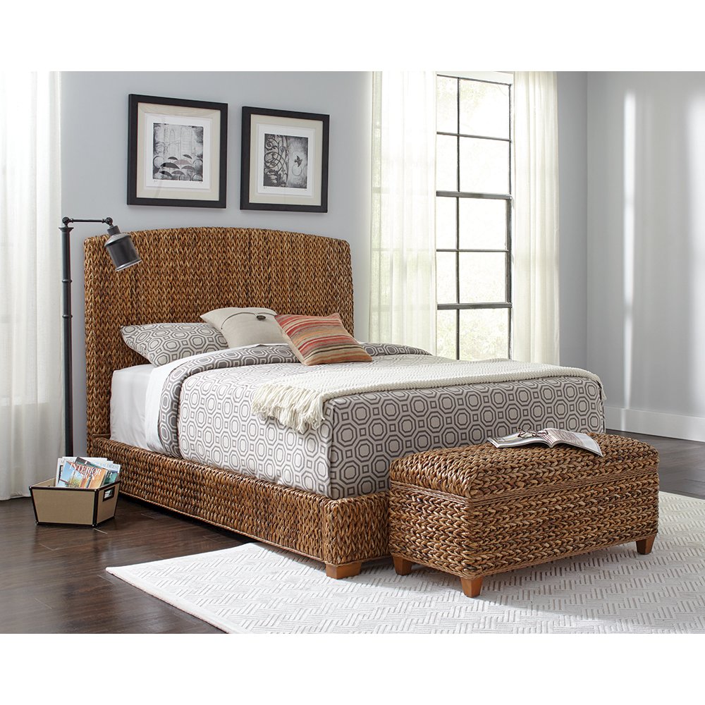 Laughton Woven Banana Leaf Eastern King Headboard Amber